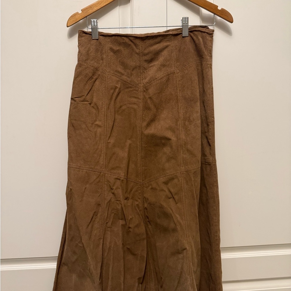100% Leather Brown Women's Skirt